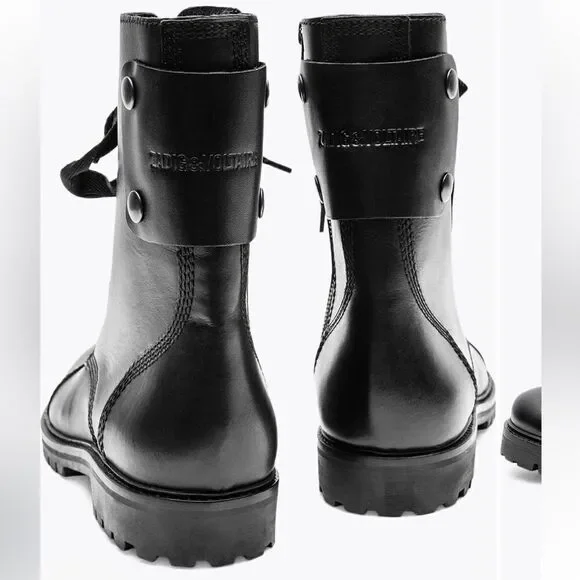 Zadig & Voltaire Joe Lug Sole Leather Combat Boot NIB 37 - Picture 8 of 14